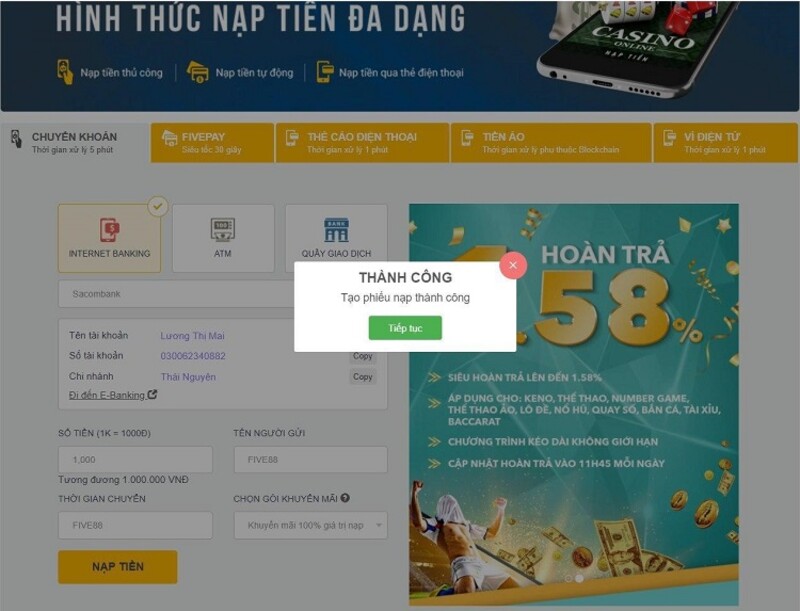 thanh toán Five88